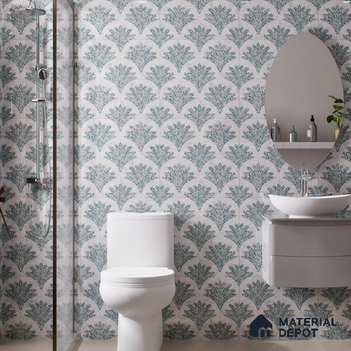 Moroccan Look Floor & Wall Tile TL 06147 Felis 2 ft x 2 ft Sinker Finish Vitrified Tile - 9 mm  | Suitable For Living Room, Dining, Bathroom & Kitchen | Please Expect a Slight Variation of Pattern