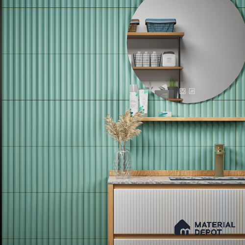 Subway Fluted Wall Tile TL 04961 Piedra Blue Bliss 12 x 3 inch Ceramic Matte Finish - 6.5 mm | Suitable for Highlighter Walls, Foyer, Bathroom, Kitchen Wall & Backsplashes