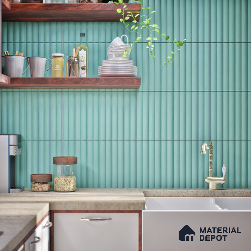 Subway Fluted Wall Tile TL 04961 Piedra Blue Bliss 12 x 3 inch Ceramic Matte Finish - 6.5 mm | Suitable for Highlighter Walls, Foyer, Bathroom, Kitchen Wall & Backsplashes
