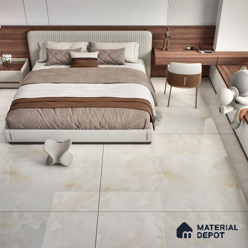 TL 00352 Vanilla Beige 6 ft x 4 ft Glossy Finish Endless Vitrified Wall & Floor Tile - 9 mm | Adhesive and Spacers Must be Used During Installation