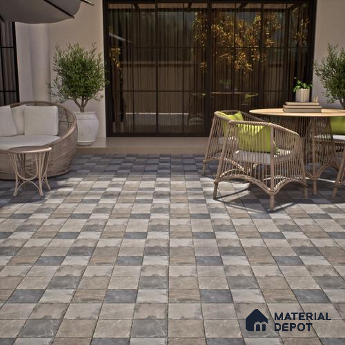 TL 06313 Vanta Black 16 x 16 inch Heavy Duty Glazed Vitirified Floor Tile - 12 mm | Pattern Alignment May Vary | 2-3 mm Spacer is Mandatory