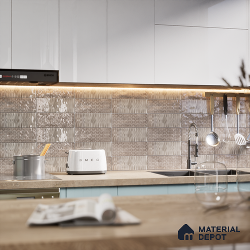 Subway Wall Tile TL 04969 B Colores Decor Carribbean Chestnut 12 x 4 inch Ceramic Glossy Finish - 7.5 mm | Suitable for Highlighter Walls, Foyer, Bathroom, Kitchen Wall & Backsplashes