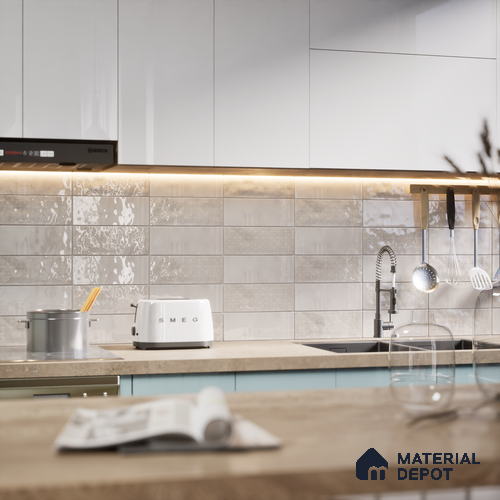 Subway Wall Tile TL 04969 C Colores Decor Minera Blanco 12 x 4 inch Ceramic Glossy Finish - 7.5 mm | Suitable for Highlighter Walls, Foyer, Bathroom, Kitchen Wall & Backsplashes