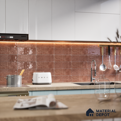 Subway Wall Tile TL 04969 D Colores Decor Atlas Bronze 12 x 4 inch Ceramic Glossy Finish - 7.5 mm | Suitable for Highlighter Walls, Foyer, Bathroom, Kitchen Wall & Backsplashes