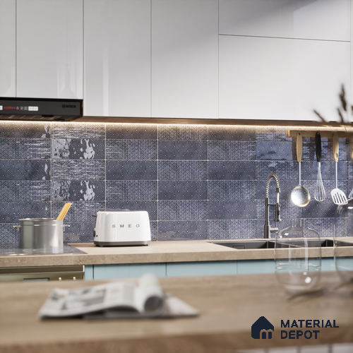 Subway Wall Tile TL 04969 G Colores Decor Mist Aqua 12 x 4 inch Ceramic Glossy Finish - 7.5 mm | Suitable for Highlighter Walls, Foyer, Bathroom, Kitchen Wall & Backsplashes
