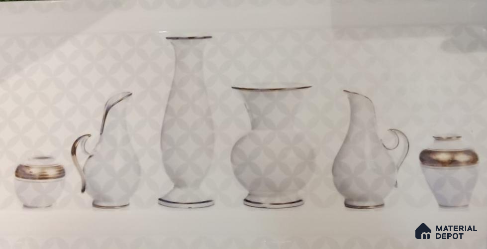 TL 02442 Kettle & Cups Kitchen Highlighter 600 x 300 mm Glossy Finish Ceramic Wall Tile - 8 mm