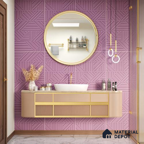 TL 00694 E Violet Visions Series Pattern 4 Purple Matte Finish 4 ft x 2 ft Full Body Vitrified Tile - 9 mm
