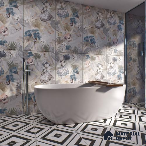 Tropical Wall Tile TL 05553 Vivid Fusion Decore 4 ft x 2 ft Matte Finish Vitrified Tile - 9 mm | Suitable For Living Room, Bathroom, Bedroom