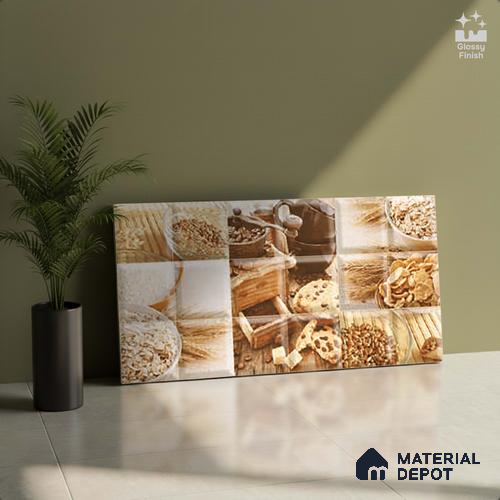 Multi Colour Highlighter Wall Tile TL 07530 E Lustra APG 109 2 ft x 1 ft Ceramic Glossy Finish - 9 mm |  | Suitable for Living Room, Bedroom, Bathroom