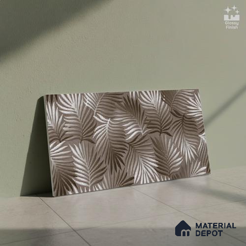 Grey Highlighter Wall Tile TL 07528 C Lustra Brilliant Forest Decor 2 ft x 1 ft Ceramic Glossy Finish - 9 mm | | Suitable for Living Room, Bedroom, Bathroom
