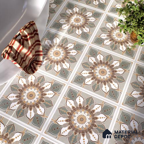 Moroccan Wall & Floor Tile TL 07379 Glito Pista 2 ft x 2 ft Matte Finish Vitrified Tile - 9 mm | Suitable For living Room, Bedroom, Bathroom | Please Expect a Slight Variation of Pattern