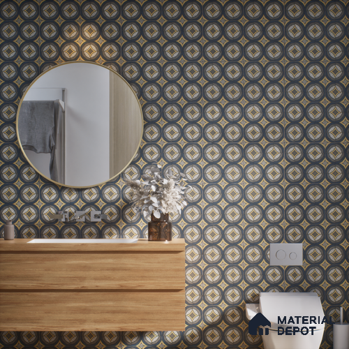 Moroccan Wall & Floor Tile TL 07259 Trend Black Decor 5002 200 mm x 200 mm Matte Finish Vitrified Tile - 8 mm | 4 Random Design | Suitable For living Room, Bedroom, Kitchen | Please Expect a Slight Variation of Pattern