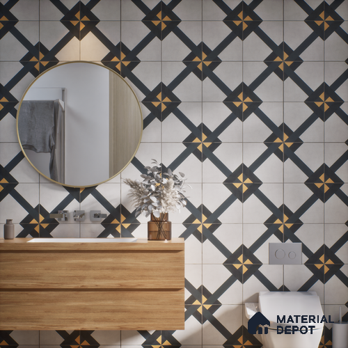 Moroccan Wall & Floor Tile TL 07263 Trend Concrete Decor 5014 200 mm x 200 mm Matte Finish Vitrified Tile - 8 mm | 4 Random Design | Suitable For living Room, Bedroom, Kitchen | Please Expect a Slight Variation of Pattern