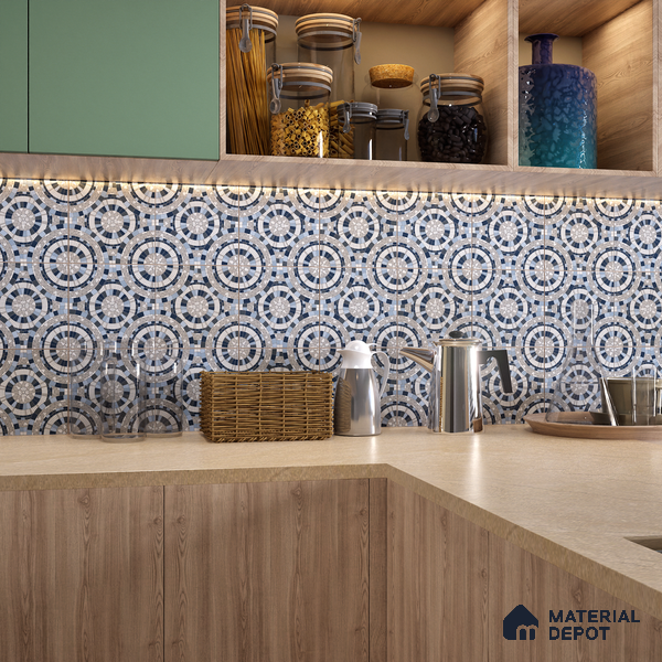 Moroccan Wall & Floor Tile TL 07262 Trend Concrete Decor 5013 200 mm x 200 mm Matte Finish Vitrified Tile - 8 mm | 4 Random Design | Suitable For living Room, Bedroom, Kitchen | Please Expect a Slight Variation of Pattern