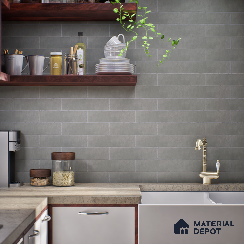 Subway Wall Tile TL 07375 B Trend Grey 300 mm x 75 mm Matte Finish Vitrified Tile - 8.5 mm | 4 Random Design | Suitable For living Room, Bedroom, Kitchen
