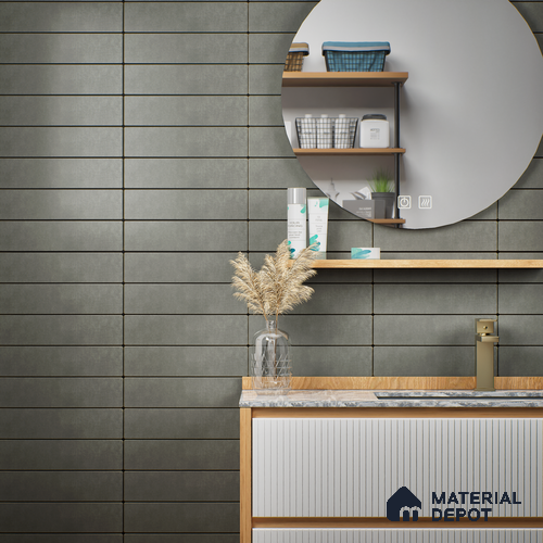 Subway Wall Tile TL 07375 B Trend Grey 300 mm x 75 mm Matte Finish Vitrified Tile - 8.5 mm | 4 Random Design | Suitable For living Room, Bedroom, Kitchen