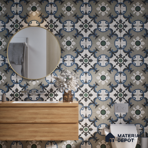 Moroccan Wall & Floor Tile TL 07276 Trend Sand Decor 5015 200 mm x 200 mm Matte Finish Vitrified Tile - 8 mm | 4 Random Design | Suitable For living Room, Bedroom, Kitchen | Please Expect a Slight Variation of Pattern