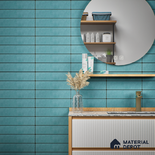 Subway Wall Tile TL 07367 B Trend Mint 300 mm x 75 mm Matte Finish Vitrified Tile - 8.5 mm | 4 Random Design | Suitable For Bathroom, Kitchen Backsplash