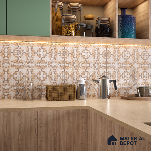 Moroccan Wall & Floor Tile TL 07279 Trend Sark Decor 5018 200 mm x 200 mm Matte Finish Vitrified Tile - 8 mm | 4 Random Design | Suitable For living Room, Bedroom, Kitchen | Please Expect a Slight Variation of Pattern