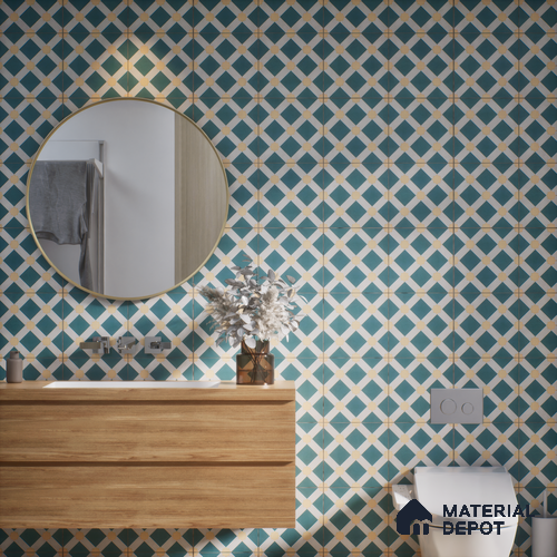 Moroccan Wall & Floor Tile TL 07272 Trend Mint Decor 5010 200 mm x 200 mm Matte Finish Vitrified Tile - 8 mm | 4 Random Design | Suitable For living Room, Bedroom, Kitchen | Please Expect a Slight Variation of Pattern