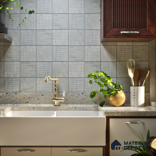 Moroccan Wall & Floor Tile TL 07280 Trend Silver Decor 5019 200 mm x 200 mm Matte Finish Vitrified Tile - 8 mm | 4 Random Design | Suitable For living Room, Bedroom, Kitchen | Please Expect a Slight Variation of Pattern