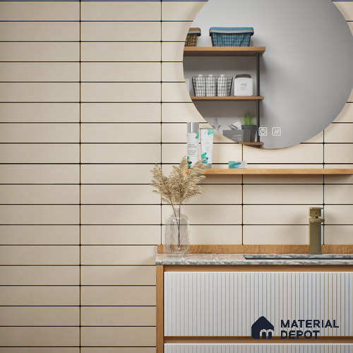 Subway Wall Tile TL 07363 B Trend Ivory 300 mm x 75 mm Matte Finish Vitrified Tile - 8.5 mm | 4 Random Design | Suitable For living Room, Bedroom, Kitchen