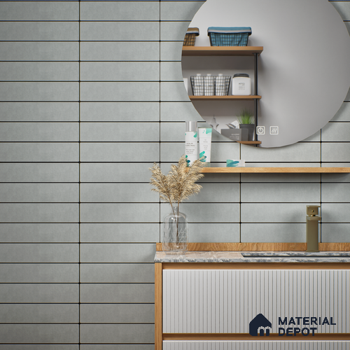 Subway Wall Tile TL 07368 B Trend Silver 300 mm x 75 mm Matte Finish Vitrified Tile - 8.5 mm | 4 Random Design | Suitable For Bathroom, Kitchen Backsplash