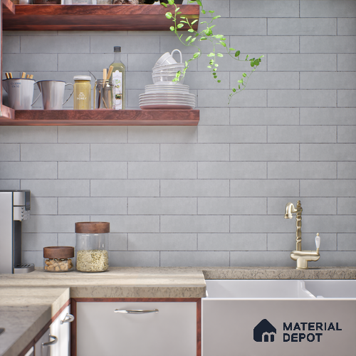 Subway Wall Tile TL 07368 B Trend Silver 300 mm x 75 mm Matte Finish Vitrified Tile - 8.5 mm | 4 Random Design | Suitable For Bathroom, Kitchen Backsplash
