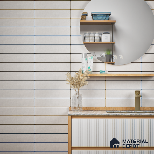 Subway Wall Tile TL 07366 B Trend White 300 mm x 75 mm Matte Finish Vitrified Tile - 8.5 mm | 4 Random Design | Suitable For Bathroom, Kitchen Backsplash