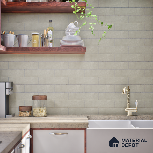 Subway Wall Tile TL 07374 B Trend Sand 300 mm x 75 mm Matte Finish Vitrified Tile - 8.5 mm | 4 Random Design | Suitable For living Room, Bedroom, Kitchen
