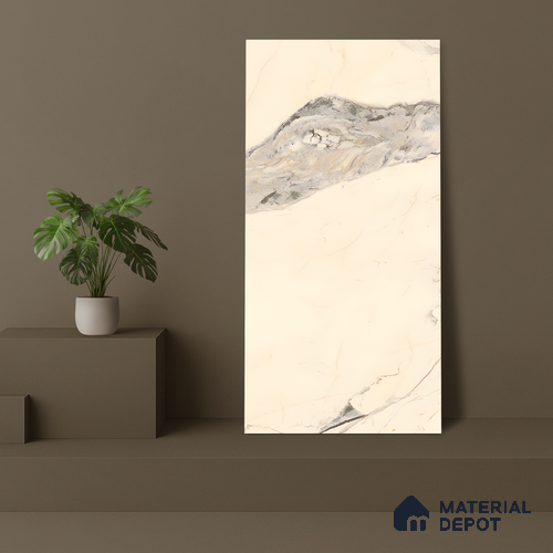 Marble Wall & Floor Tile TL 07402 Calacatta Flame 4 ft x 2 ft Matte Finish Vitrified Tile - 9 mm | Suitable For living Room, Bedroom, Kitchen