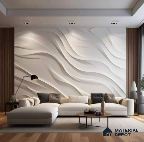 Duco Paintable Wave Design 8 ft x 4 ft CNC Made HDHMR - 40 mm