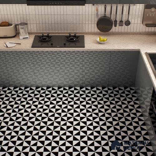 Moroccan Wall & Floor Tile TL 00225 B Pattern 2 Monochrome Box 1 ft x 1 ft Matte Finish Ceramic Tile - 9 mm | Suitable For Kitchen, Bathroom, Dining Area | Please Expect a Slight Variation of Pattern
