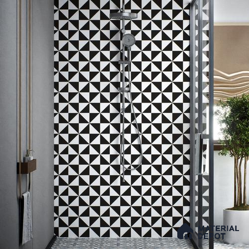 Moroccan Wall & Floor Tile TL 00225 B Pattern 2 Monochrome Box 1 ft x 1 ft Matte Finish Ceramic Tile - 9 mm | Suitable For Kitchen, Bathroom, Dining Area | Please Expect a Slight Variation of Pattern