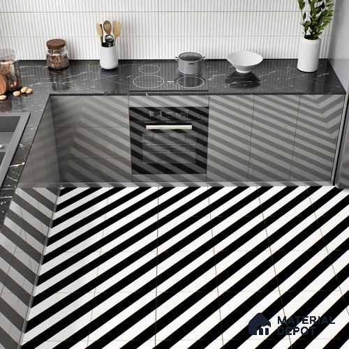 Moroccan Wall & Floor Tile TL 00225 C Pattern 3 Monochrome Straight 1 ft x 1 ft Matte Finish Ceramic Tile - 9 mm | Suitable For Kitchen, Bathroom, Dining Area | Please Expect a Slight Variation of Pattern