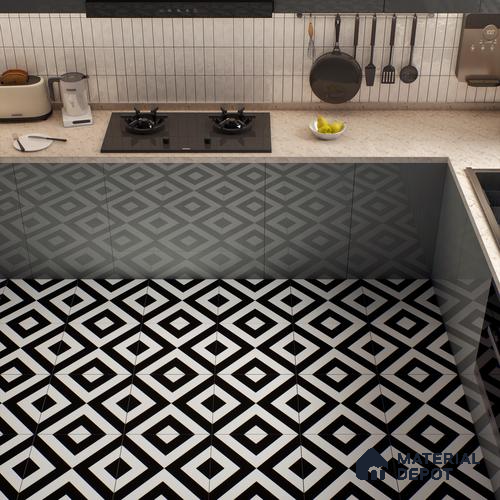 Moroccan Wall & Floor Tile TL 00225 A Pattern 1 Monochrome Cross 1 ft x 1 ft Matte Finish Ceramic Tile - 9 mm | Suitable For Kitchen, Bathroom, Dining Area | Please Expect a Slight Variation of Pattern