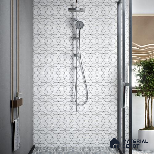 Moroccan Wall & Floor Tile TL 00226 White 1 ft x 1 ft Matte Finish Ceramic Tile - 9 mm | Suitable For Kitchen, Bathroom, Dining Area | Please Expect a Slight Variation of Pattern