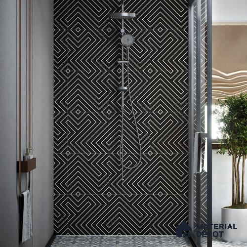 Moroccan Wall & Floor Tile TL 00227 B Black 1 ft x 1 ft Matte Finish Ceramic Tile - 9 mm | Suitable For Kitchen, Bathroom, Dining Area | Please Expect a Slight Variation of Pattern