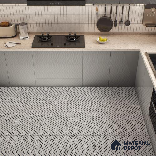 Moroccan Wall & Floor Tile TL 00227 A White 1 ft x 1 ft Matte Finish Ceramic Tile - 9 mm | Suitable For Kitchen, Bathroom, Dining Area | Please Expect a Slight Variation of Pattern