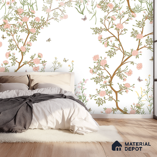 Blossoms at the Edge of Spring Amber Autumn Bouquet | WP 04122 B Non Woven Matte Finish Florals Style Premium Customized size Wallpaper | 150 GSM WP01MTF Paper | (MOQ = 30 Sq. Ft.)