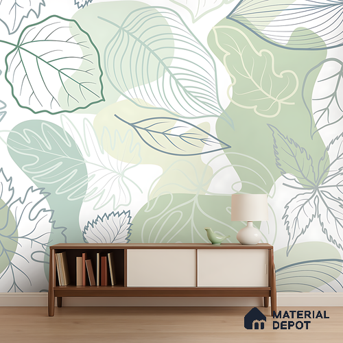 Botanical Overlay Bold Garden Motif | WP 04134 Canvas Texture Finish Tropical Style luxurious Customized size Wallpaper | 250 GSM WP01CNF Paper | (MOQ = 30 Sq. Ft.)
