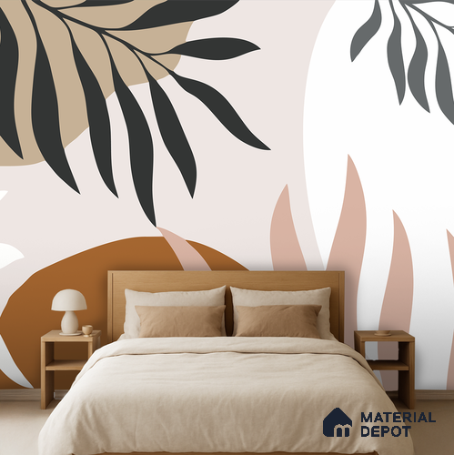 Muted Botanique Coral Hibiscus Harmony | WP 04148 B Non Woven Matte Finish Tropical Style Premium Customized size Wallpaper | 150 GSM WP01MTF Paper | (MOQ = 30 Sq. Ft.)