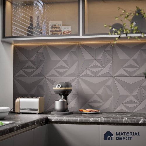 3D Highlighter Wall Tile TL 06576 C Bentley Grey 1 ft x 1 ft Ceramic Matte Finish - 9 mm | Suitable for Living Room, Kitchen & Bedroom
