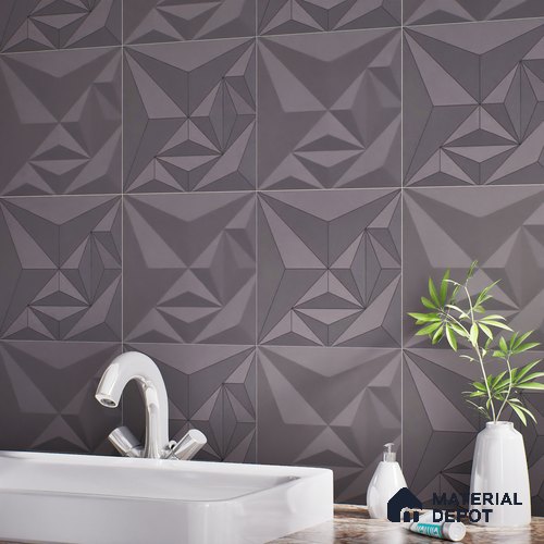 3D Highlighter Wall Tile TL 06576 D Bentley Grey Decor 1 ft x 1 ft Ceramic Matte Finish - 9 mm | Suitable for Living Room, Kitchen & Bedroom