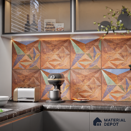 3D Highlighter Wall Tile TL 06576 K G Bentley Bronze Decor 1 ft x 1 ft Ceramic Matte Finish - 9 mm | Suitable for Living Room, Kitchen & Bedroom