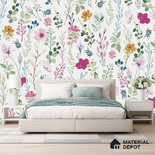 Meadow Full of Secrets Lush Green Tropical Foliage | WP 04116 Canvas Texture Finish Florals Style luxurious Customized size Wallpaper | 250 GSM WP01CNF Paper | (MOQ = 30 Sq. Ft.)