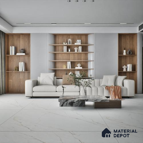 Marble Look Floor & Wall Tile TL 07948 Calacatta Velino 6 ft x 4 ft Vitrified Matte Finish - 9 mm | Adhesive and Spacers Must be Used During Installation