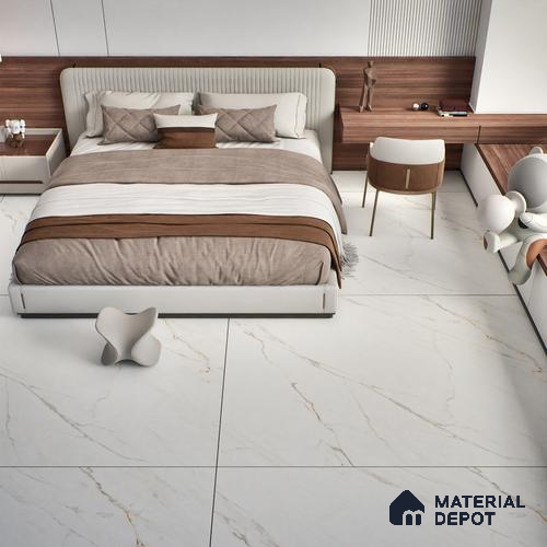 Marble Look Floor & Wall Tile TL 07948 Calacatta Velino 6 ft x 4 ft Vitrified Matte Finish - 9 mm | Adhesive and Spacers Must be Used During Installation