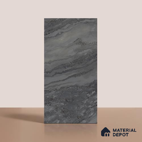 Marble Floor & Wall Tile TL 08544 B | Tianta Black 4 ft x 2 ft Full Body Matte Finish Vitrified Tile - 10 mm | 5 Random Design | Suitable for Living Room, Bedroom, Bathroom & Kitchen