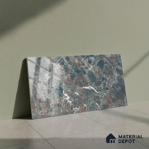 Marble Wall Tile TL 06509 C SR BL 4018 Dark 24 inch x 12 inch Ceramic Glossy Finish - 8 mm | Suitable for Accent / Feature Walls, Bathroom, Kitchen Wall & Backsplashes